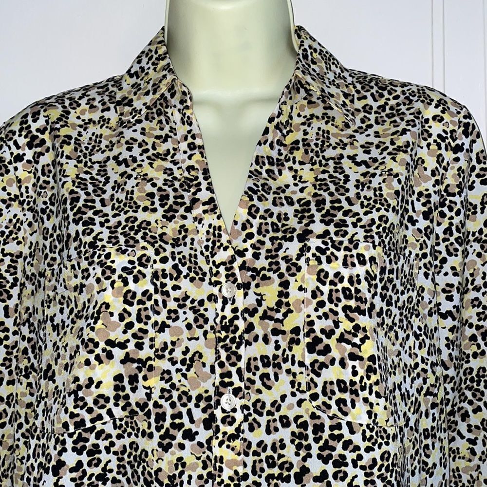 Talbots Leopard Print Thin Polyester Button Down … - image 2